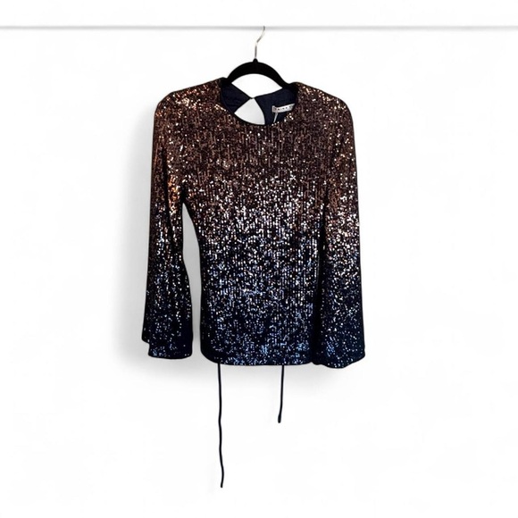 Trina Turk Glittering Black and Gold Top - Picture 1 of 8